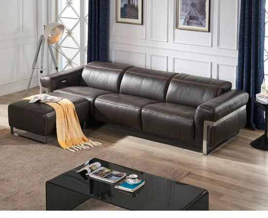 Ocio Contemporary Concise Muebles para el hogar Sala de estar Apartamento Ascensor de cuero Sofá reclinable Sofá cama